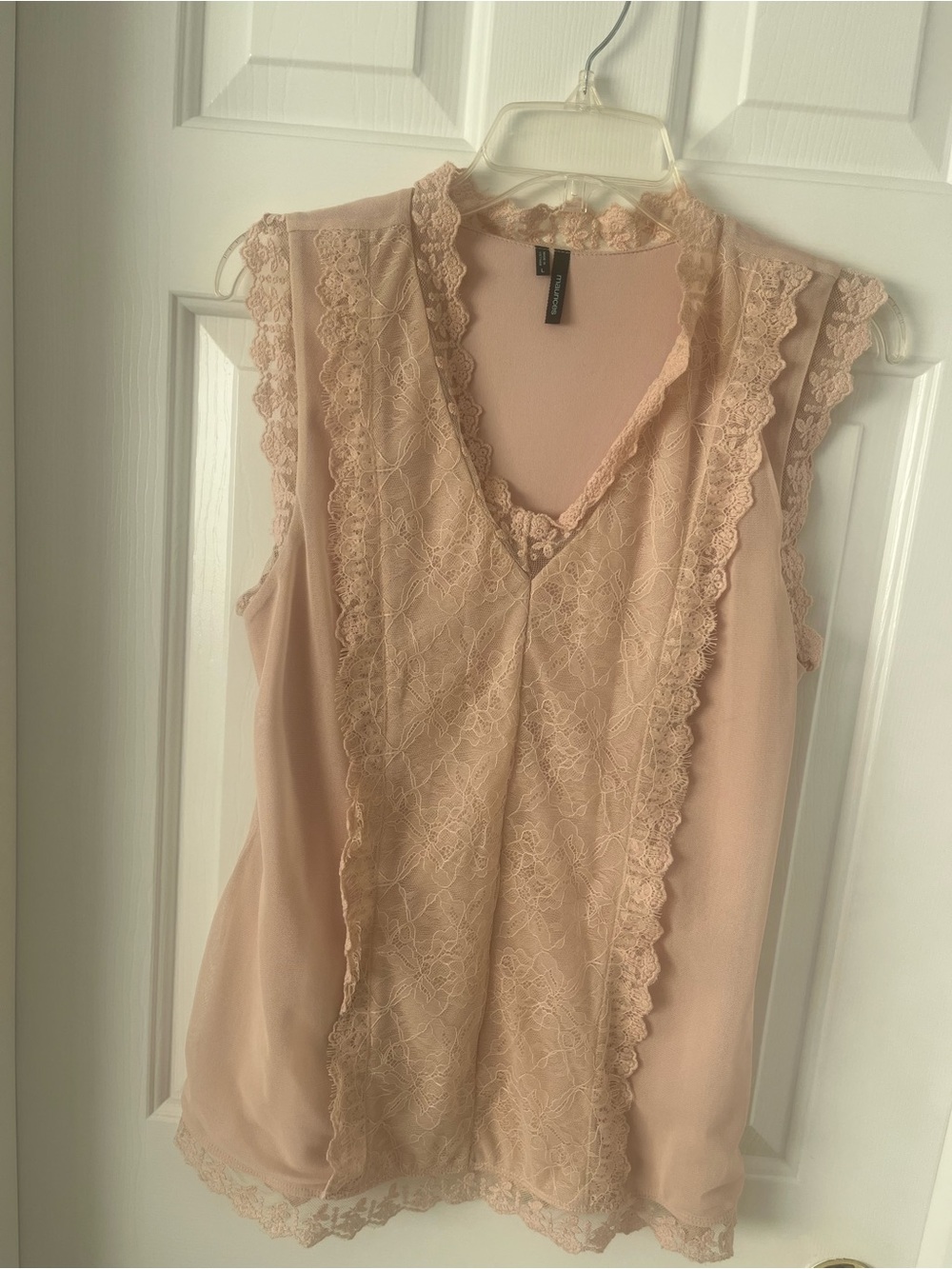 Maurices Lace-Panel V-Neck Sleeveless Camisole in Blush Pink